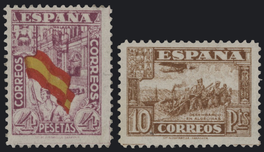 SPAGNA - <p><strong>1936 - Difesa</strong>, n° 566/75A, ottima serie completa di 12 valori.</p>