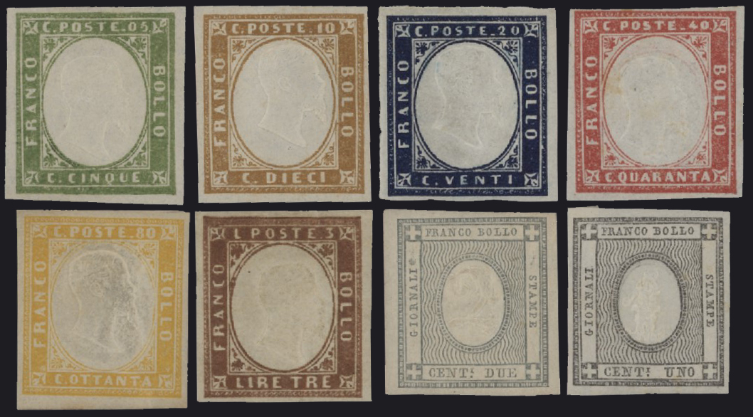Regno di Sardegna - <p><strong>1861 - IV emissione di Sardegna + francobolli per stampati</strong>, n° 13Eb/20, ottimi, nuovi con gomma originale.</p>