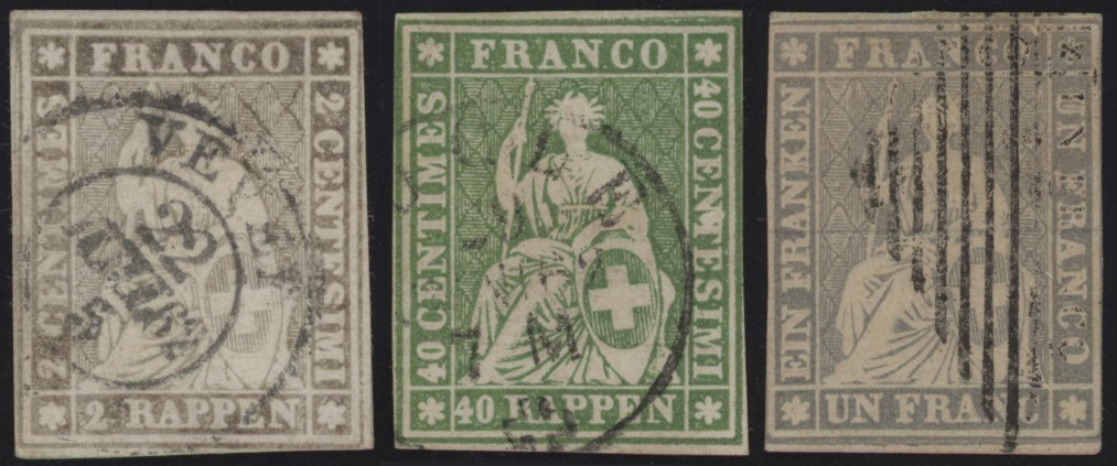 SVIZZERA - <p><strong>1854 - Svizzera - STRUBEL</strong>, n° 25/31 , ottimi, il solo 5 r. discreto non conteggiato, da esaminare, il 2 r. grigio corredato di certificato Raybaudi ed è lusso.</p>