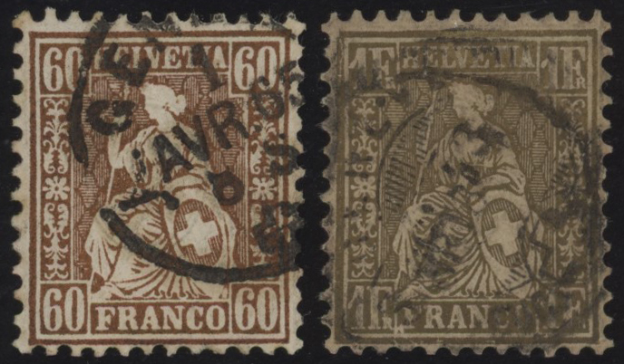 SVIZZERA - <p><strong>1862 - Svizzera - Nuovo tipo, carta bianca</strong>, n° 33/41, ottima, con annulli originali, alcuni firmati.</p>
