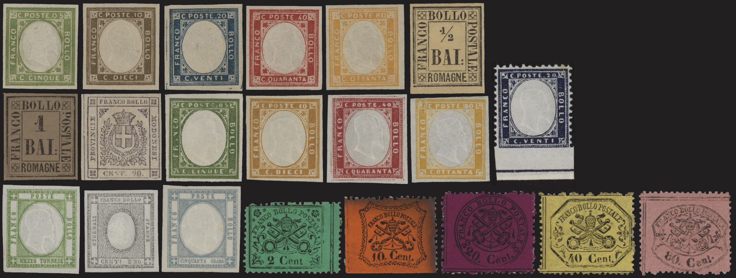 Lotti Antichi Stati - <p><strong>1859 - A.S.I,</strong> Piccolo insieme MNH di ottima qualità. Un certificato Bolaffi.</p>