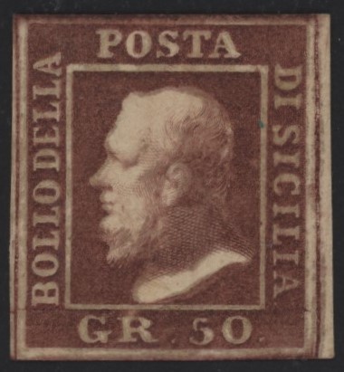 Sicilia - <p>
	<strong>1859 - 50 grana doppia incisione</strong>, carta oleosa, posizione 70, n&deg; 14d, ottimo/eccellente. Siglato Alberto Diena, 2 certificati Oliva, storici, di Guglielmo e Bruno Savarese, 1959 e 1973.</p>
