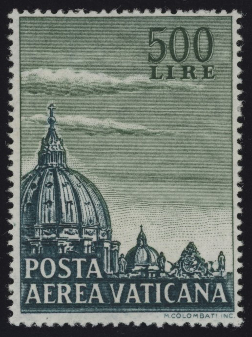 Vaticano - <p><strong>1958 - Cupolone 500 lire dentellato 14 lineare</strong>, n° 33/I, ottimo, nuovo con gomma integra. Il raro esemplare è accompagnato da certificato di Raffaele Diena e di Savarese Oliva.</p>