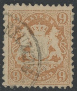 BAVIERA - <p>
	<strong>1870 - Stemma 9 k. bruno arancio</strong>, n&deg; 27, Mi n&deg; 28x, ottimo. Firmato Sorani, certificato Raybaudi.</p>
<p>
	<strong>1870 - Wappen 9 k. orangebraun</strong>, Nr. 27, Mi Nr. 28x, sehr gut. Unterzeichnet Sorani, zertifiziert Raybaudi.</p>
