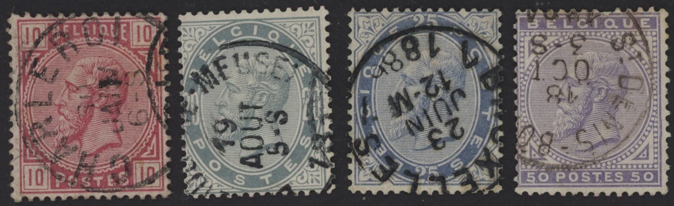 BELGIO - <p><strong>1883 - Effige di Re Leopoldo II</strong>, n° 38/41, ottima.</p>