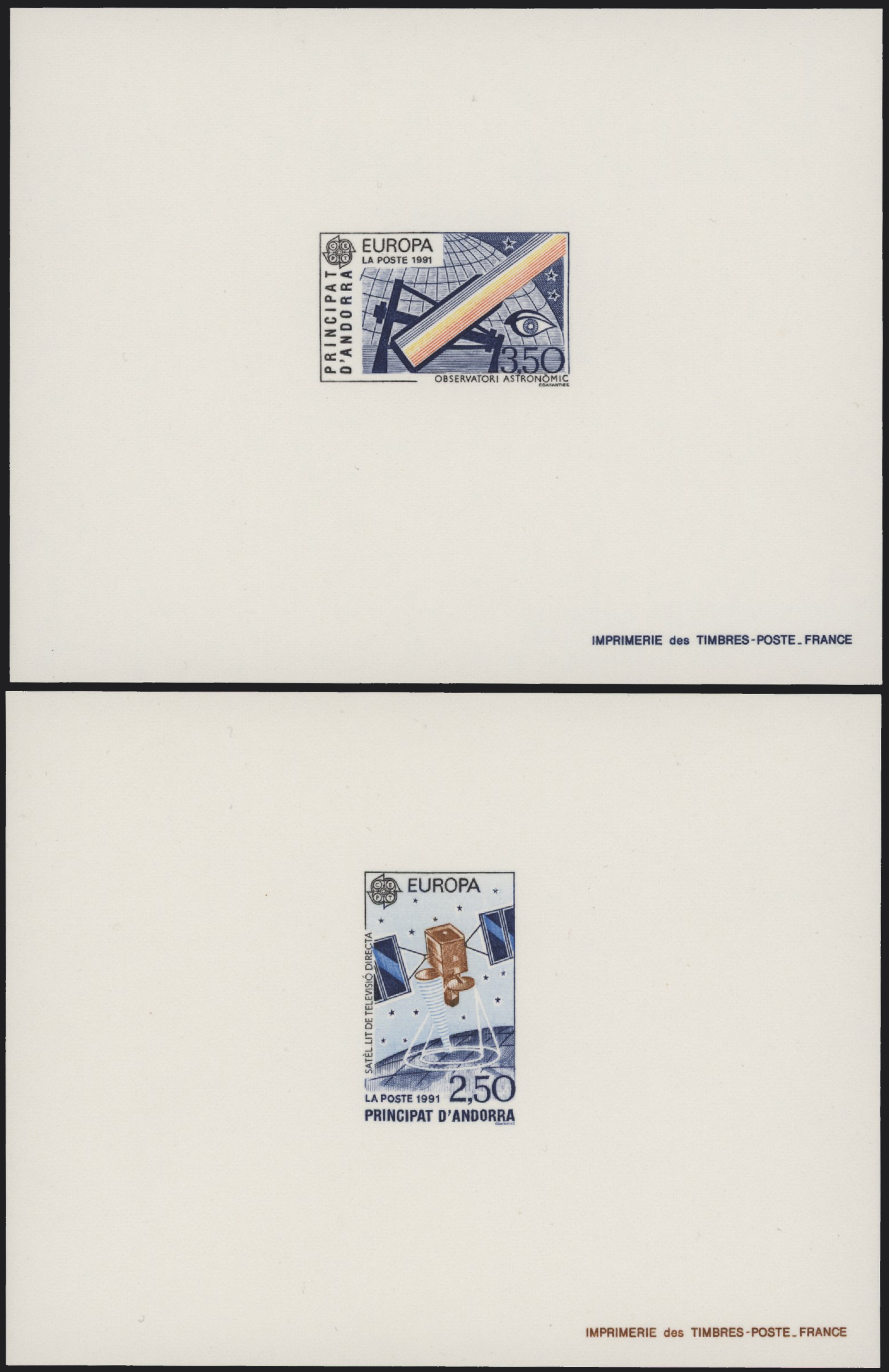 GIRO D'EUROPA CEPT - <p><strong>1987/1994 - Andorra Francese</strong>, <strong>10 foglietti</strong> di lusso non dentellati, su cartoncino e non gommati, stampati da “TIMBRES-POSTE_FRANCE”.</p>