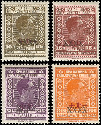 JUGOSLAVIA - <p><strong>Re Alberto sovrastampata</strong>, n° 194/203, ottima e non comune. Certificato Raybaudi (4 alti).</p>