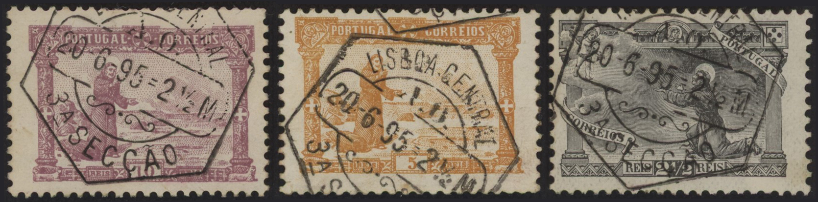 PORTOGALLO - <p><strong>1895 - PORTOGALLO - S. Antonio,</strong> n° 109/23, lusso, annulli nitidi e ideali esagonali, una delle prime serie al mondo commemorative, rara in questo splendido stato di conservazione.</p>