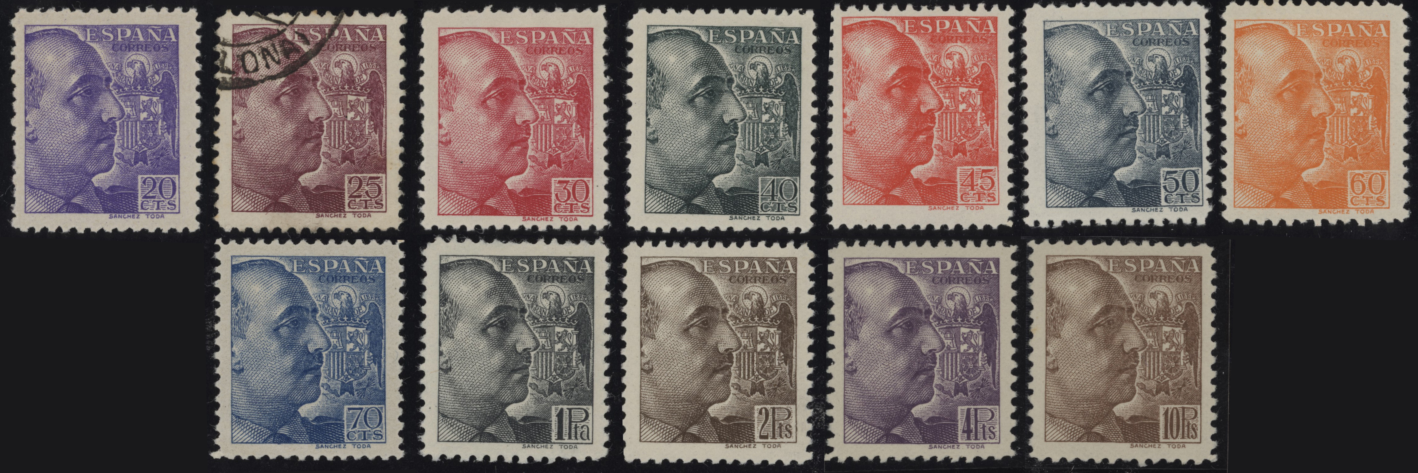 SPAGNA - <p><strong>1939 - Generalissimo Franco</strong>, n° 664/75, il 2° usato, ottima.</p>