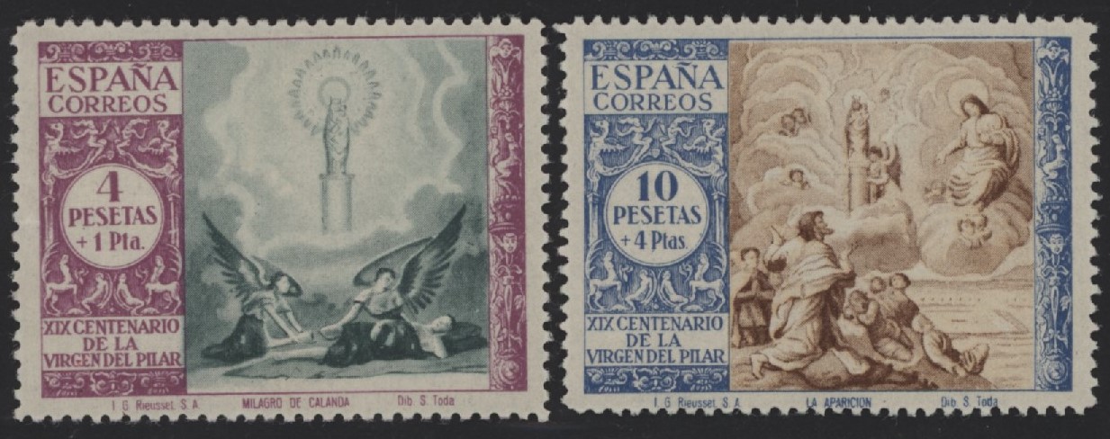 SPAGNA - <p><strong>1940 - XIX Centenario della vergine del Pilar</strong>, n° 691/704 + A 202/11, ottima, gomma originale.</p>