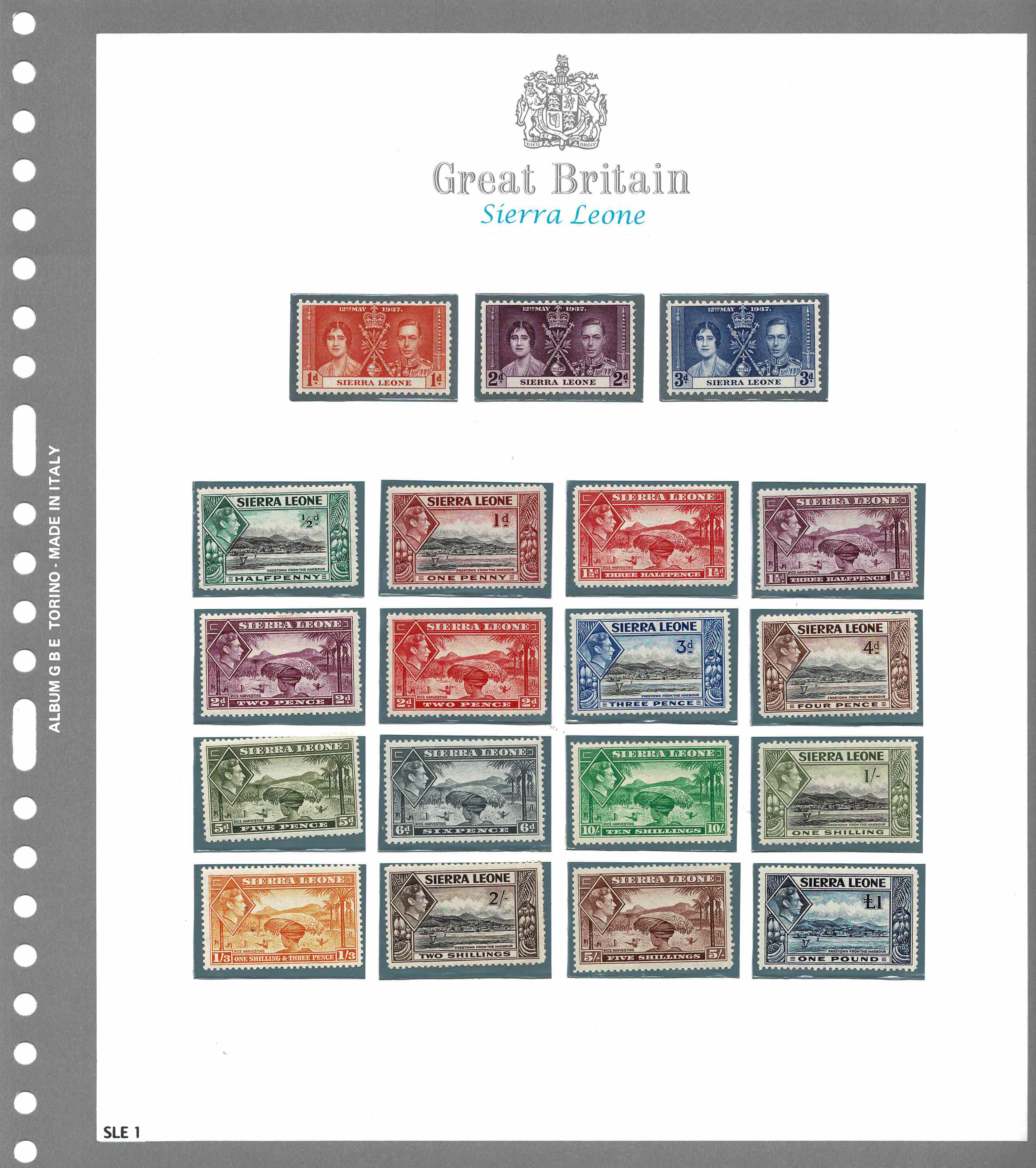 SIERRA LEONE - <p><strong>1937 - Sierra Leone - Giorgio VI</strong>, SG n° 185/208, ottimi.</p>