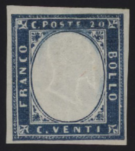 Regno di Sardegna - <p><strong>1862 - 20 cent. celeste (Rattone celeste vivo)</strong>, Sardegna IV emissione, n° 15Da, ottimo, nuovo con gomma originale.&nbsp;</p>