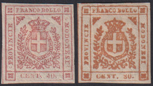 Ducato di Modena - <p><strong>1859 - Governo Provvisorio</strong>, <strong>40 e 80 cent.</strong>, n° 17/18, ottimi.</p>